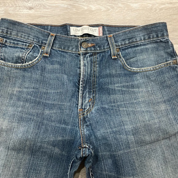 Levi’s Distressed Low Boot Cut Blue Jeans 33 Waist - Picture 9 of 12